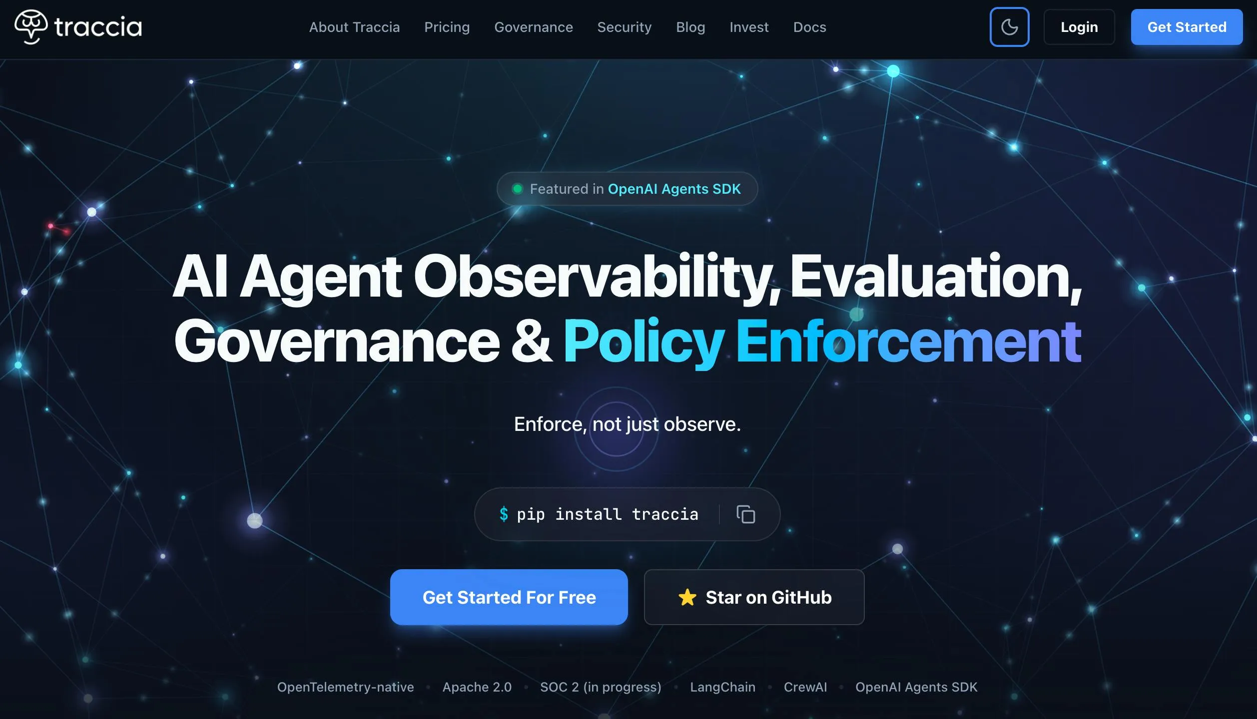 Traccia: Open-Source AI Agent Control Plane for Unified Observability and Governance