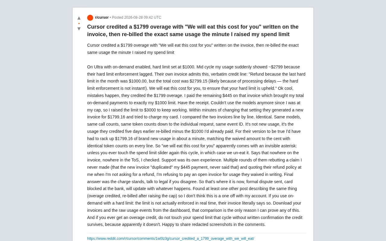 The Full Story Behind Cursor's $1,799 Overbilling: A Waived Charge That Came Back