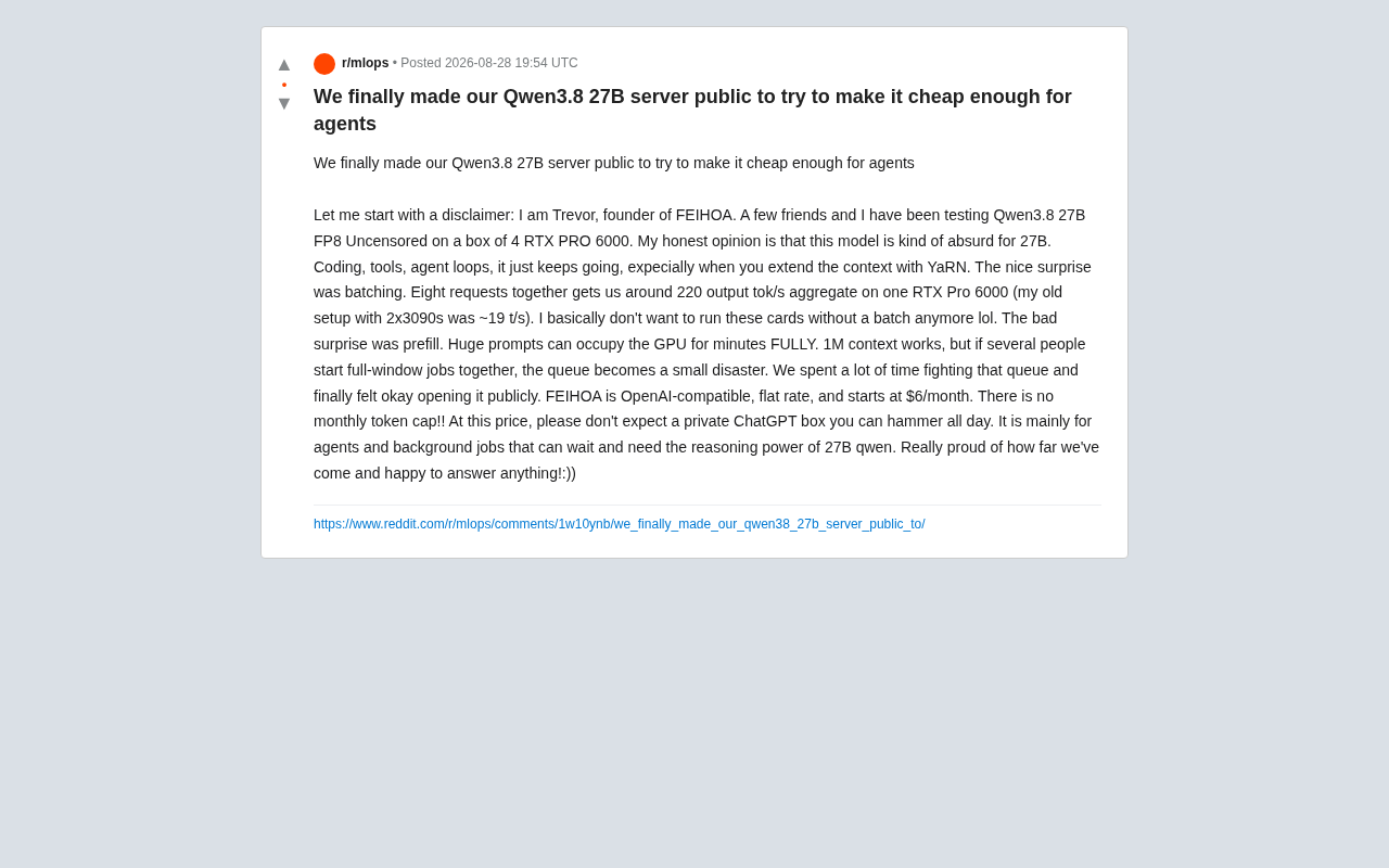 Running Qwen3 27B for $6/Month: A Budget Inference Service Built for AI Agents