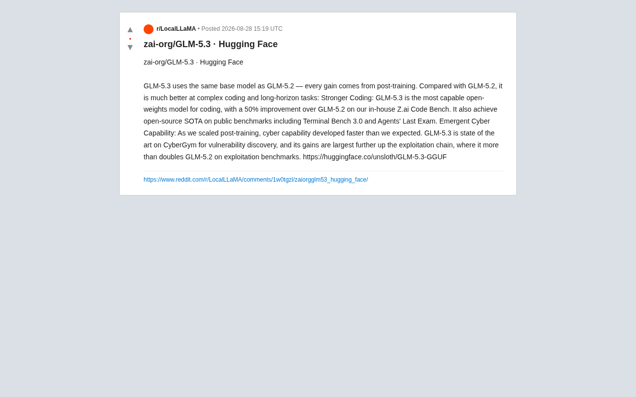 GLM-5.3 在 Hugging Face 发布页面