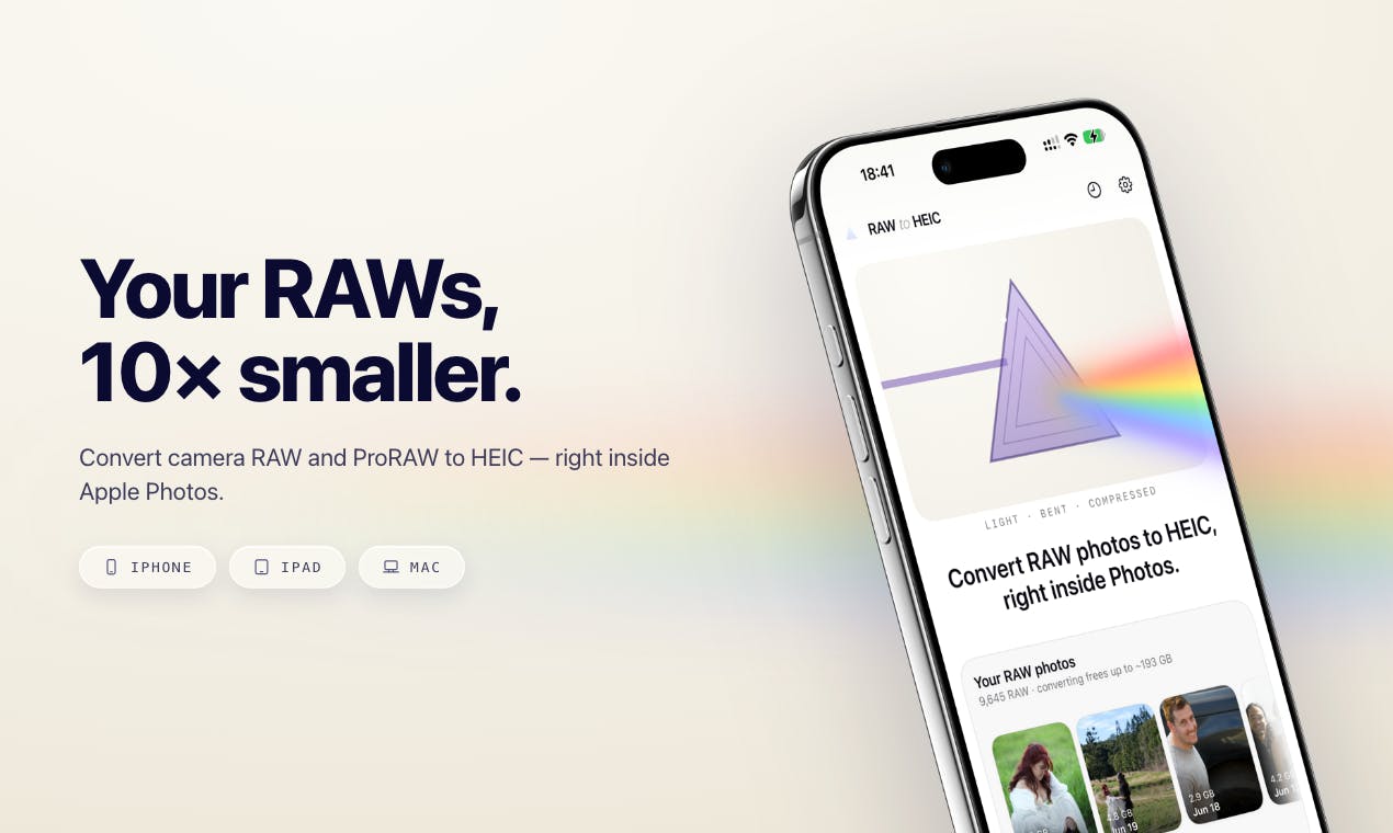 RawToHEIC:苹果相册内一键转换RAW到HEIC,体积缩小10倍