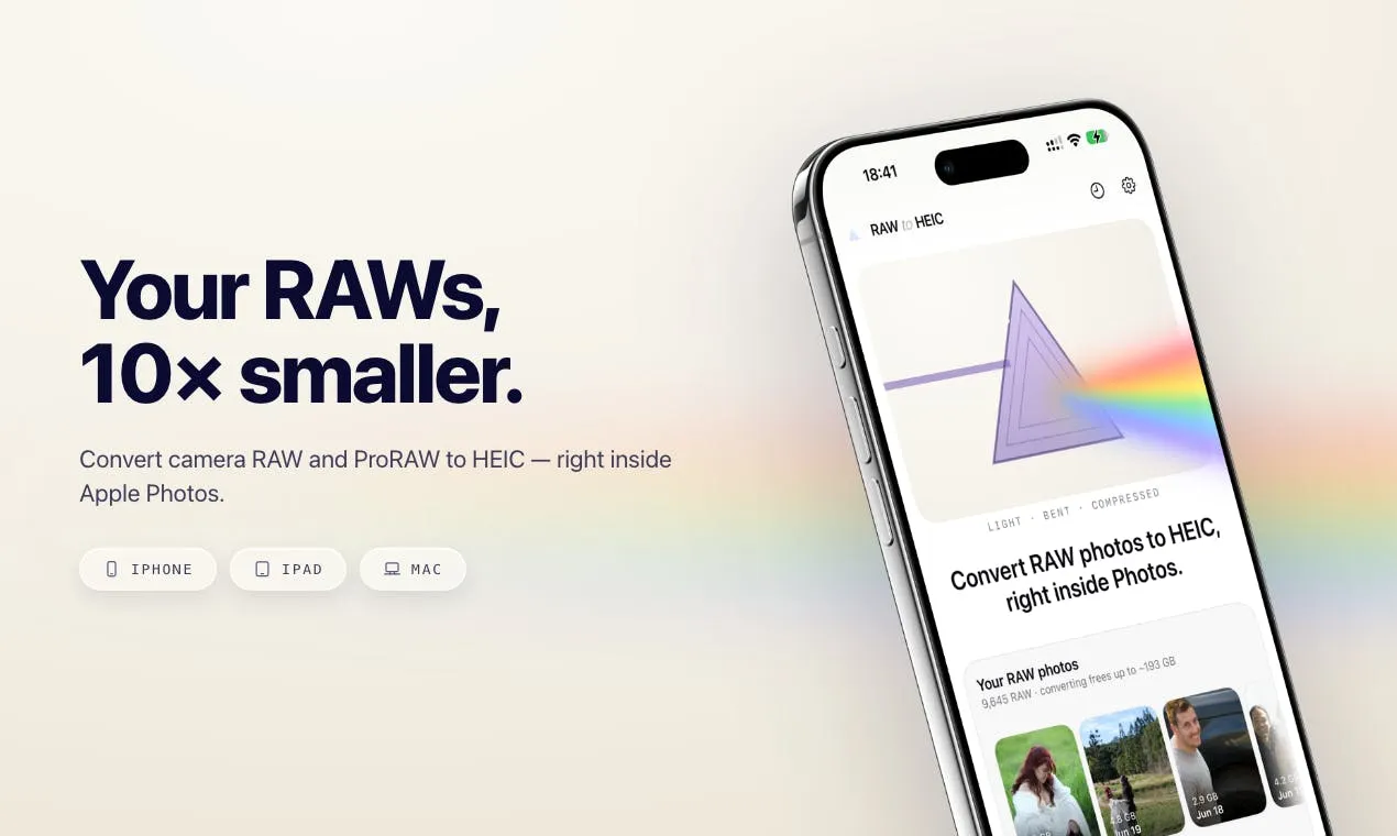 RawToHEIC: One-Tap RAW to HEIC Conversion Right Inside Apple Photos, Shrinking File Size by 10x