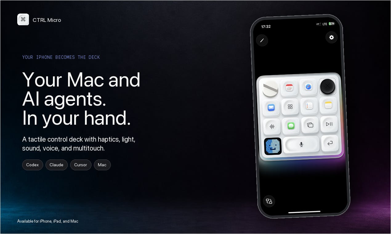 CTRL Micro: Turn Your iPhone into a Haptic Control Console for AI Agents