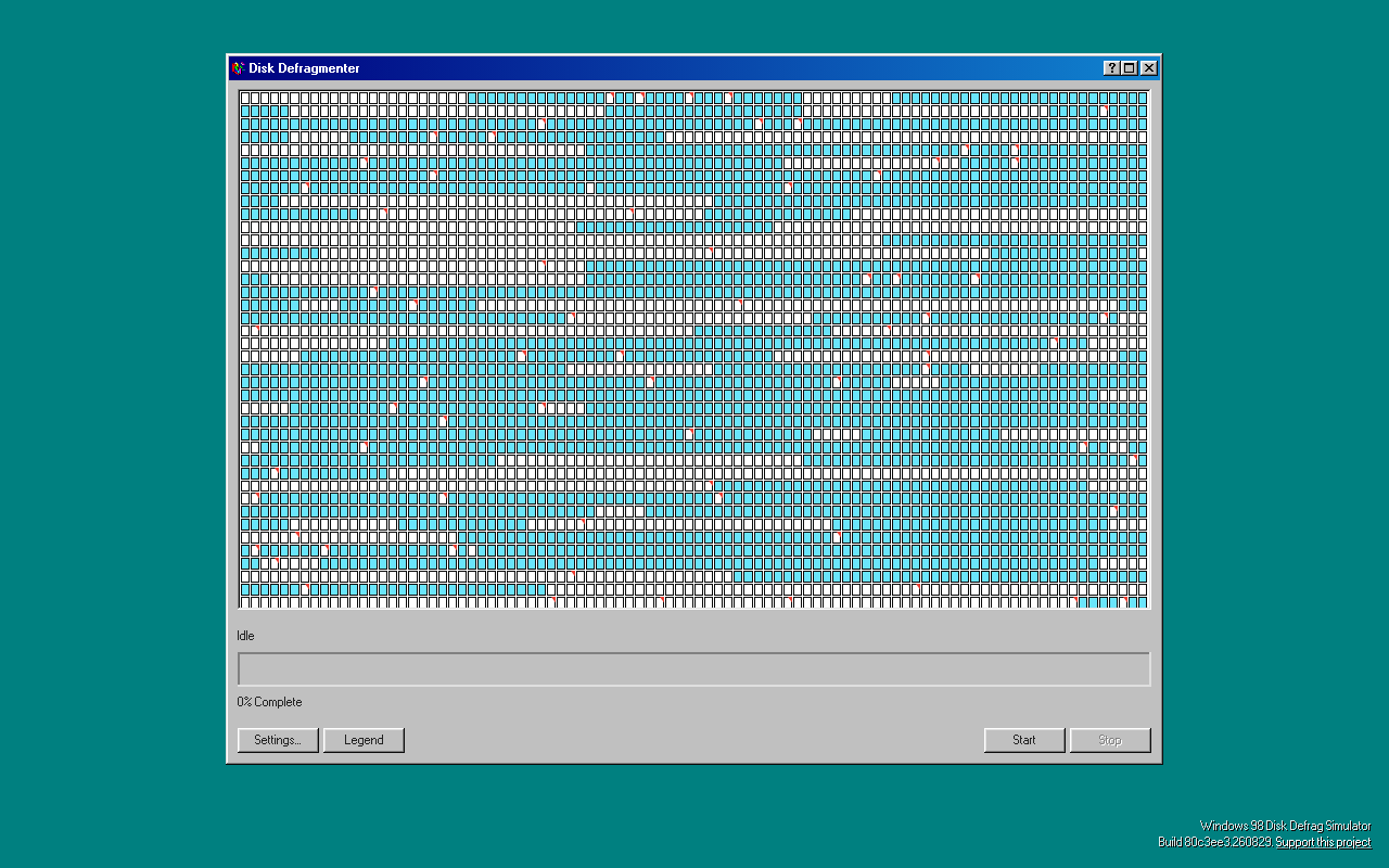 hackernews source: Defrag98: Windows 98 Disk Defragmenter Simulator Online