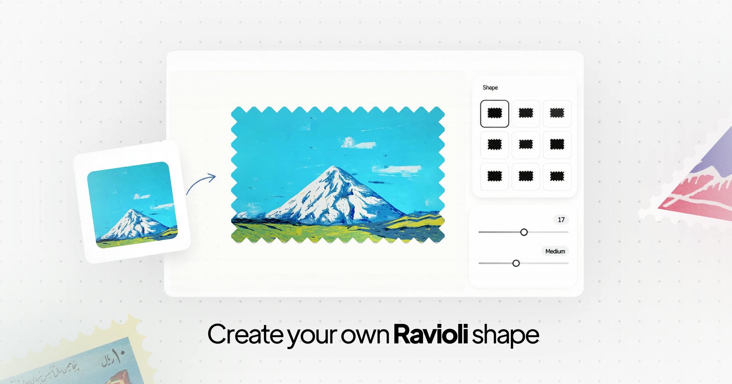 Ravioli评测:一键生成邮票造型的极简设计工具