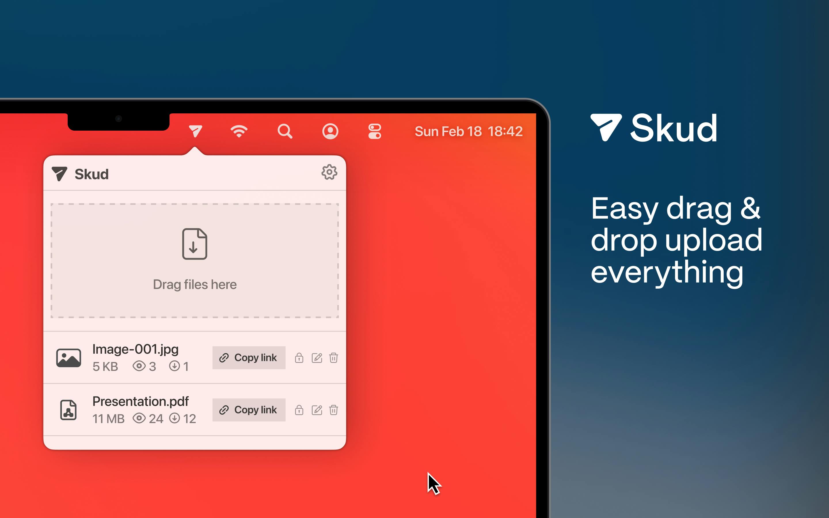 Skud:设计师专属品牌化文件传输工具,拖拽即交付