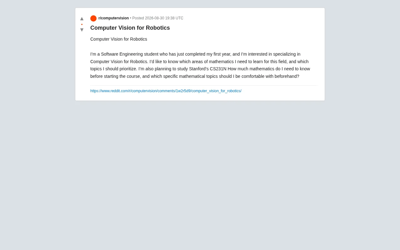 Getting Started with Robot Vision: Math Foundations and a CS231N Learning Roadmap
