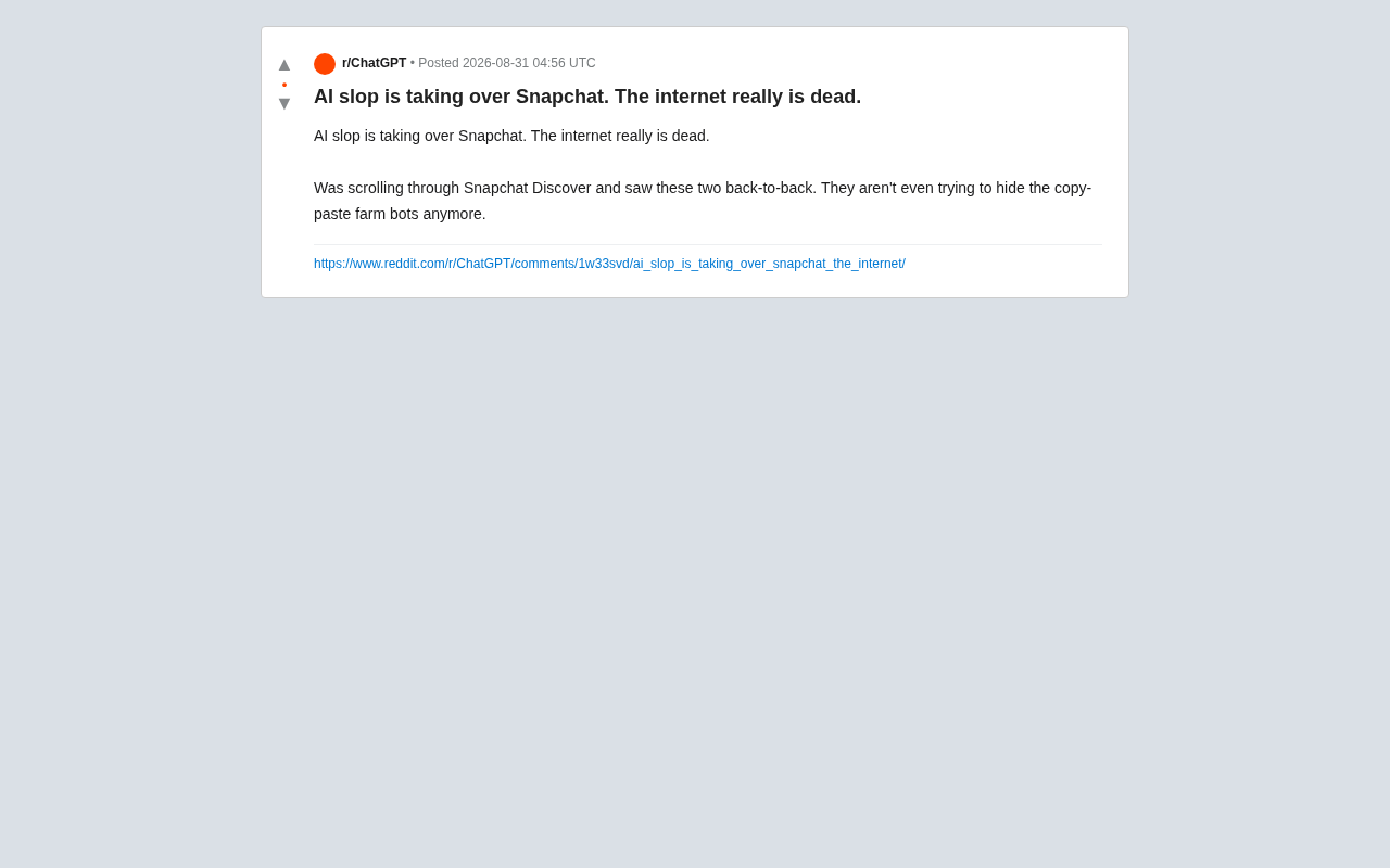 reddit source: AI slop is taking over Snapchat
