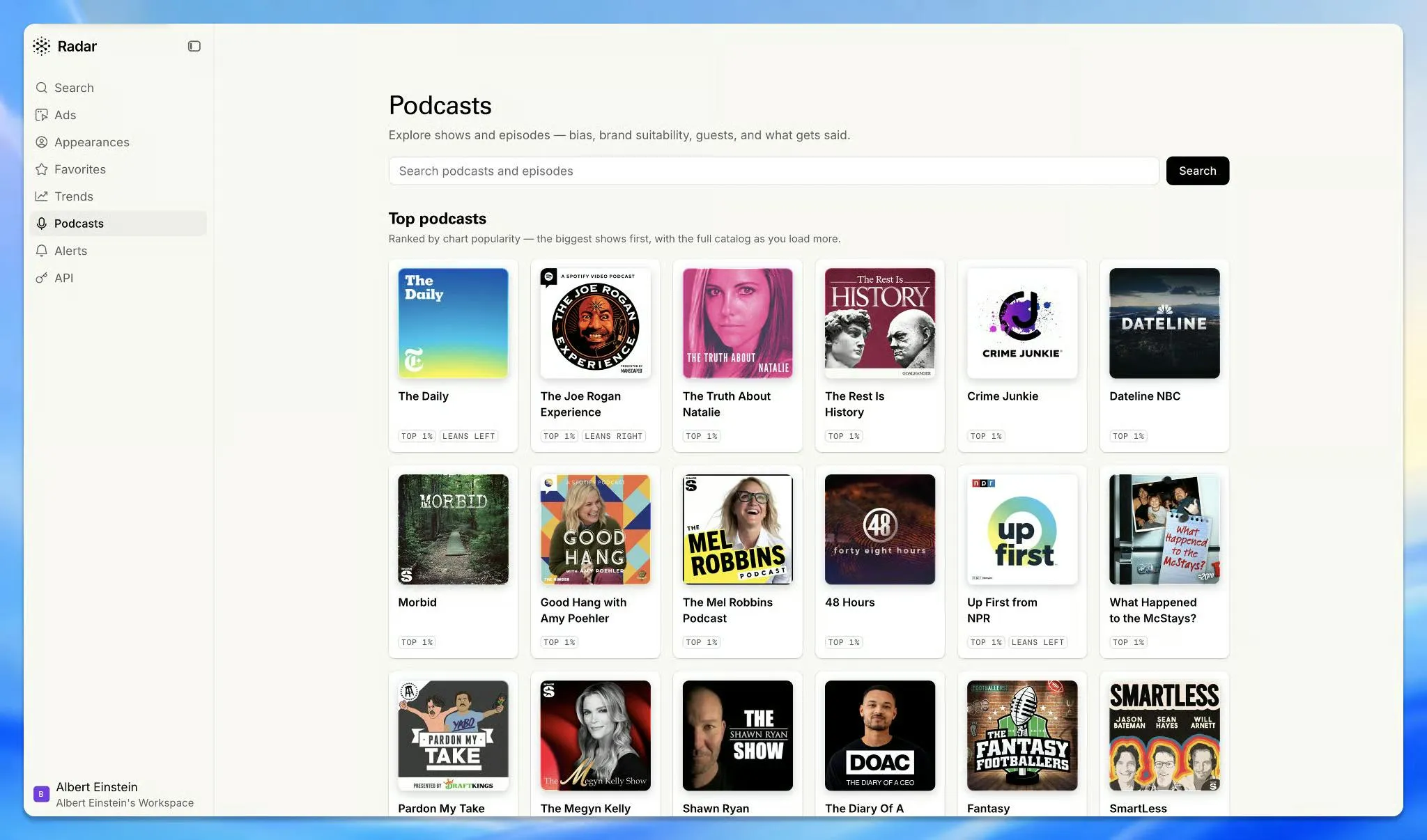 Radar by Particle: The Podcast Search Engine