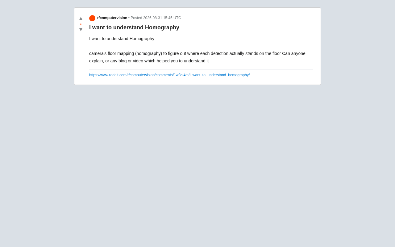 reddit source: I want to understand Homography