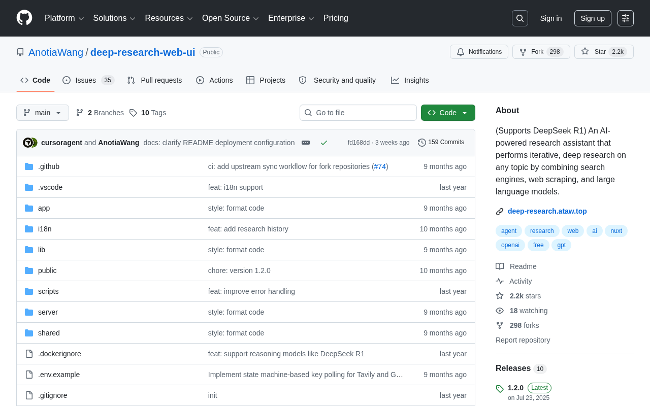 Deep Research Web UI: An Open-Source AI Deep Research Assistant with DeepSeek R1 Support