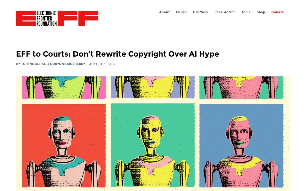 EFF Warns: Don't Rewrite Copyright Law Over AI Hype — Fair Use Principles Must Stand