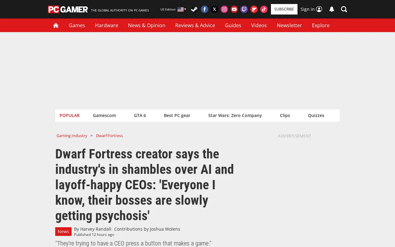 Dwarf Fortress Creator Tarn Adams: AI Is Throwing the Gaming Industry Into Chaos