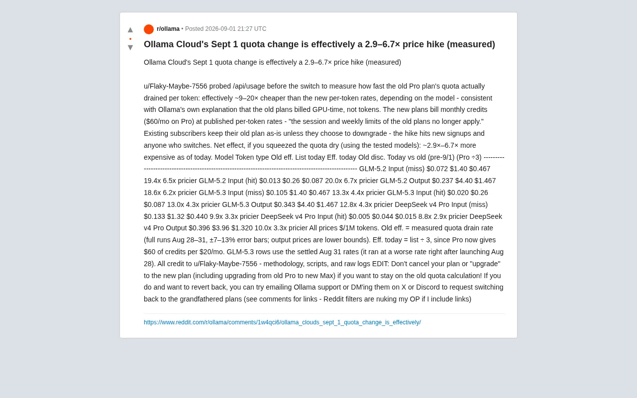 Ollama Cloud's New Billing Plan Tested: A Hidden Price Hike of 2.9–6.7x