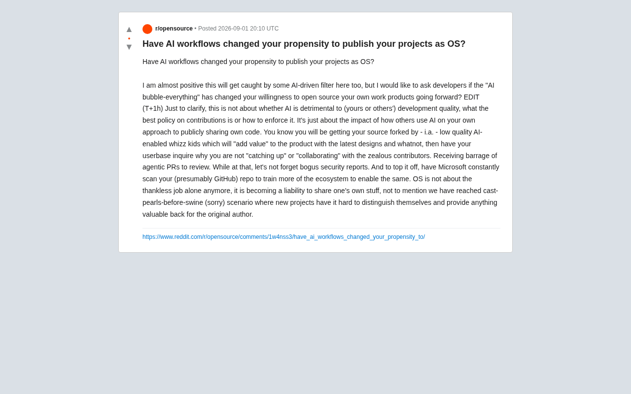 Reddit 讨论:AI 工作流是否改变了开源意愿