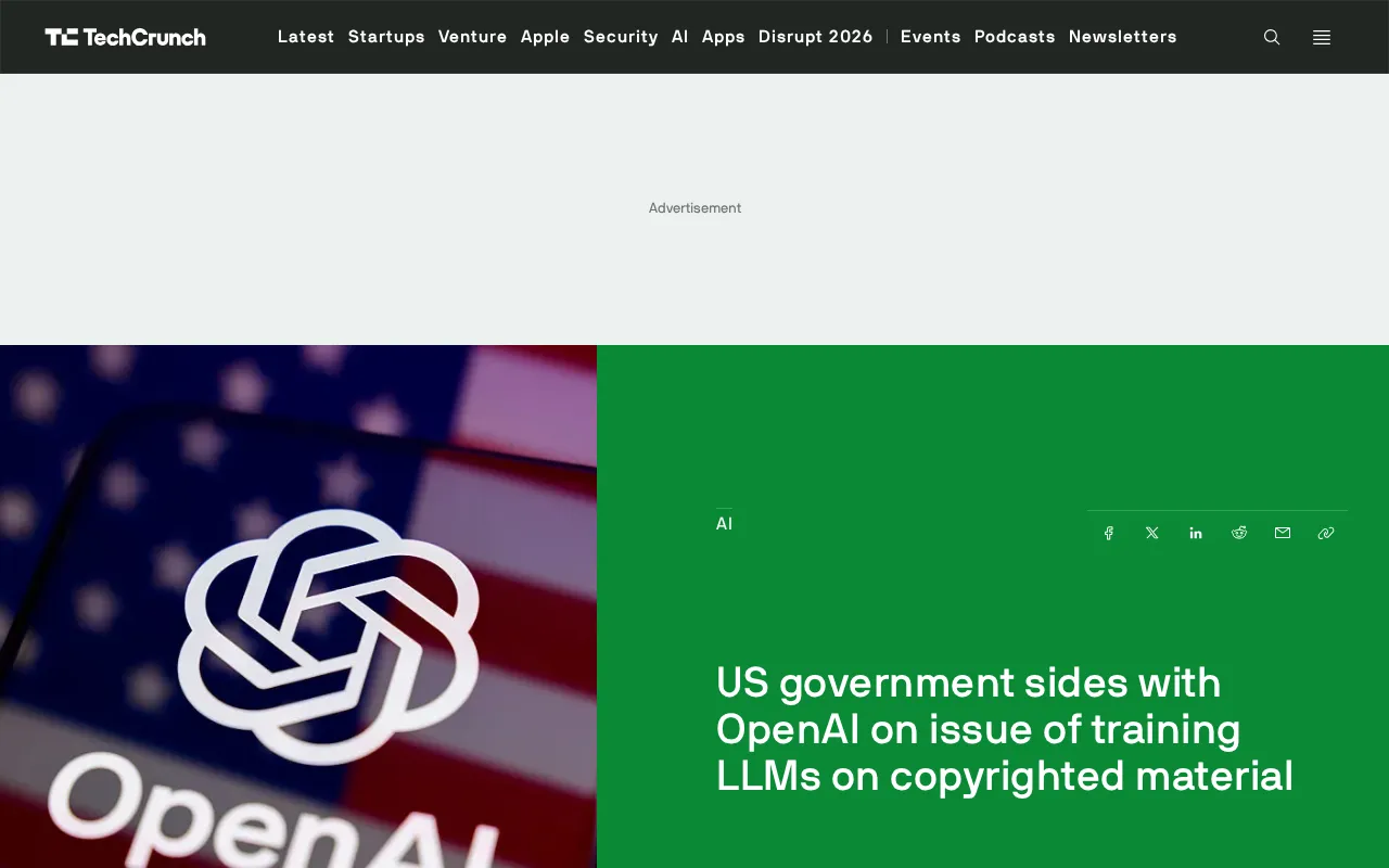 U.S. Government Backs OpenAI: A Pivotal Turn in the AI Training Copyright Battle
