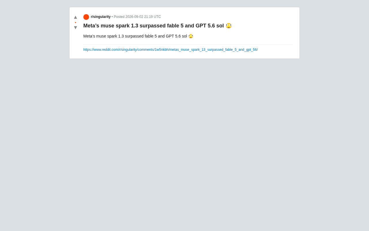 Reddit帖子截图:Muse Spark 1.3超越竞品的讨论