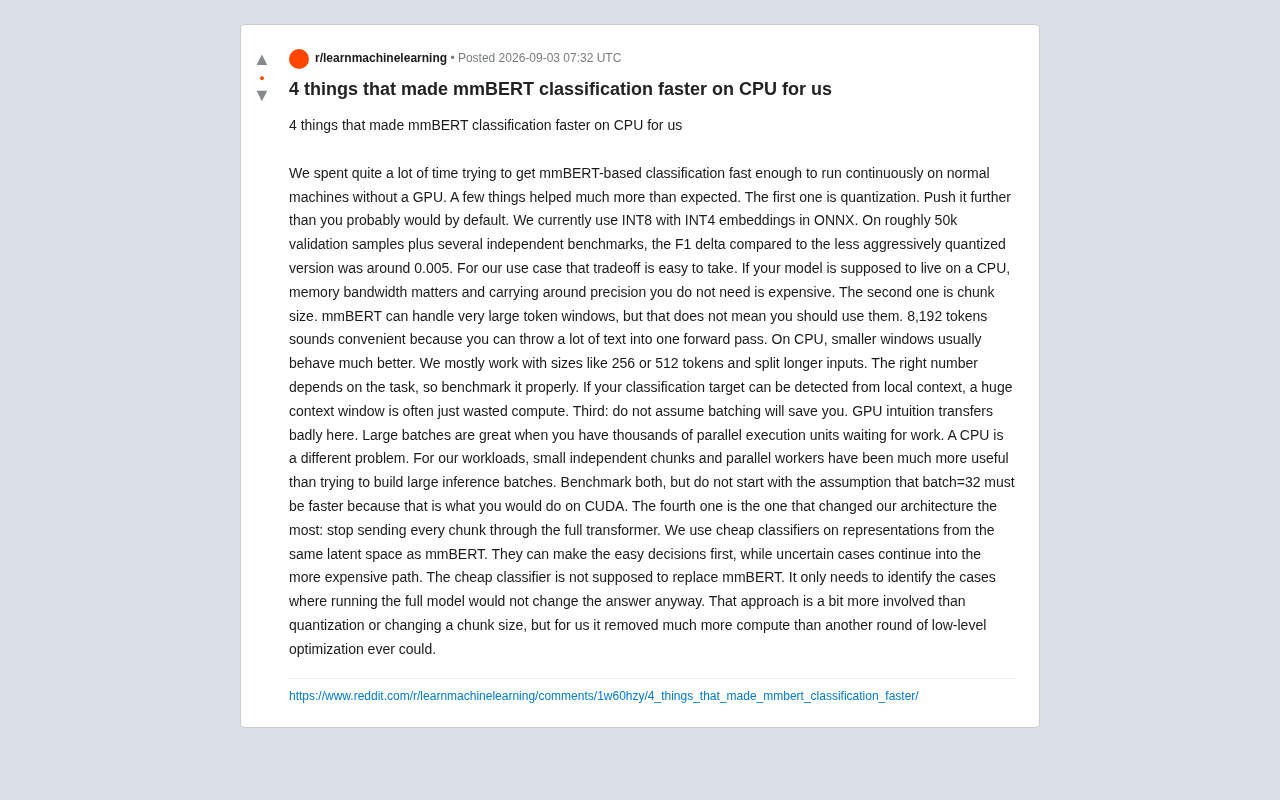 mmBERT在CPU上加速推理的4个关键优化技巧