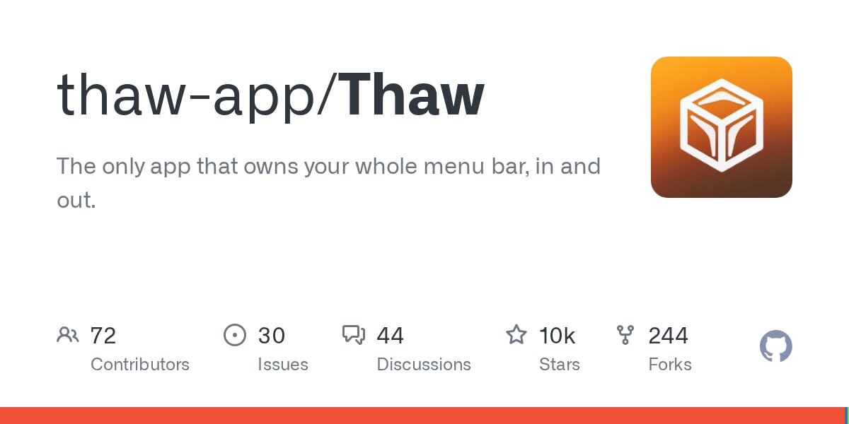 Thaw:免费开源的Mac菜单栏管理工具,隐藏搜索一步到位