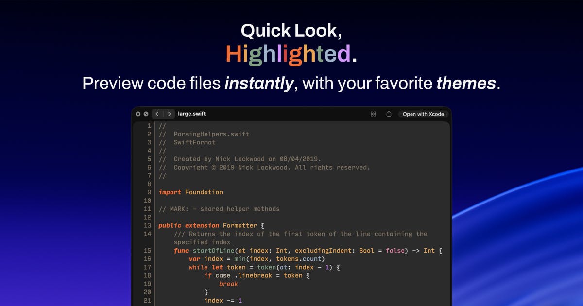 CodeLook:macOS代码快速预览神器,700+主题语法高亮