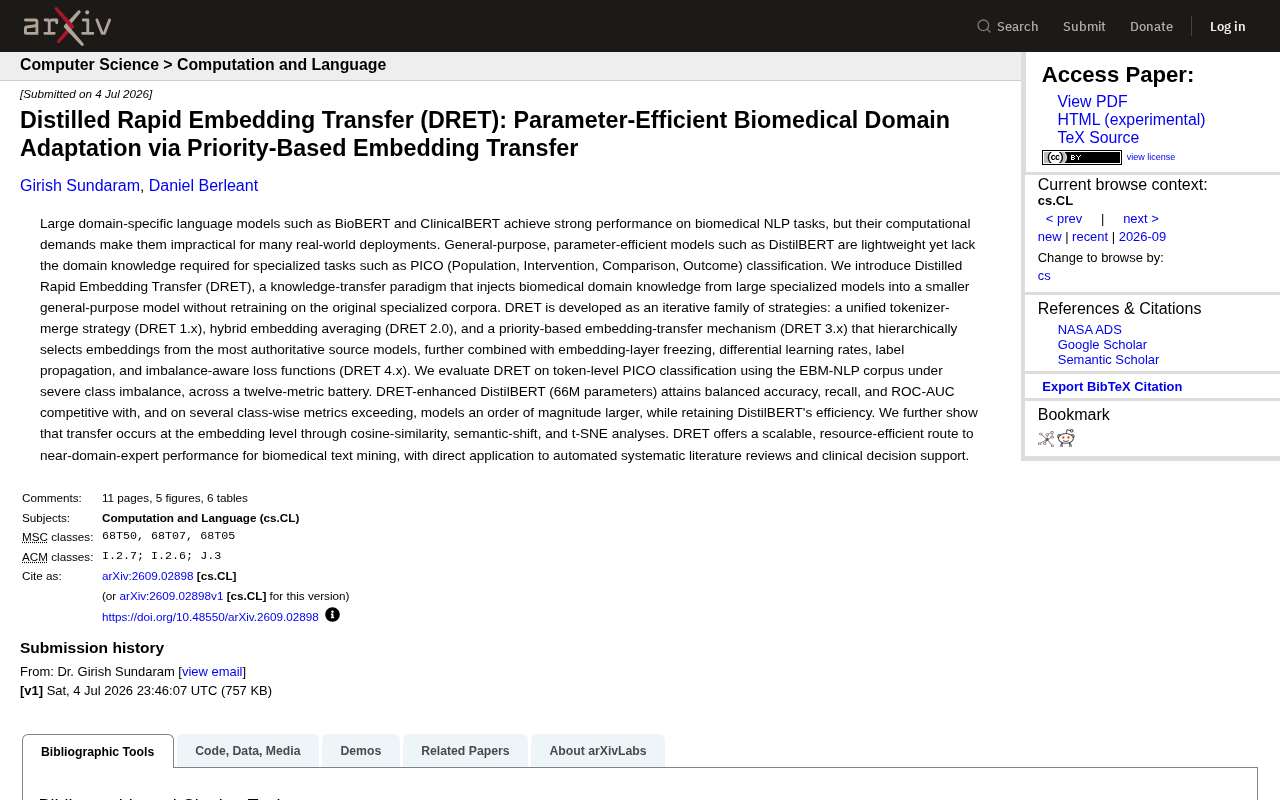 DRET: Distilled Embedding Transfer Brings Lightweight Models to Biomedical Expert-Level Performance