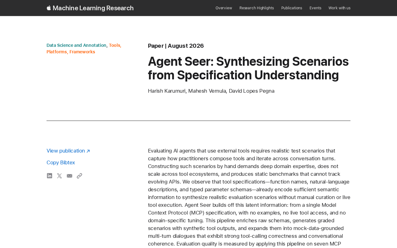 Agent Seer: Synthesizing Scenarios from Specification Understanding