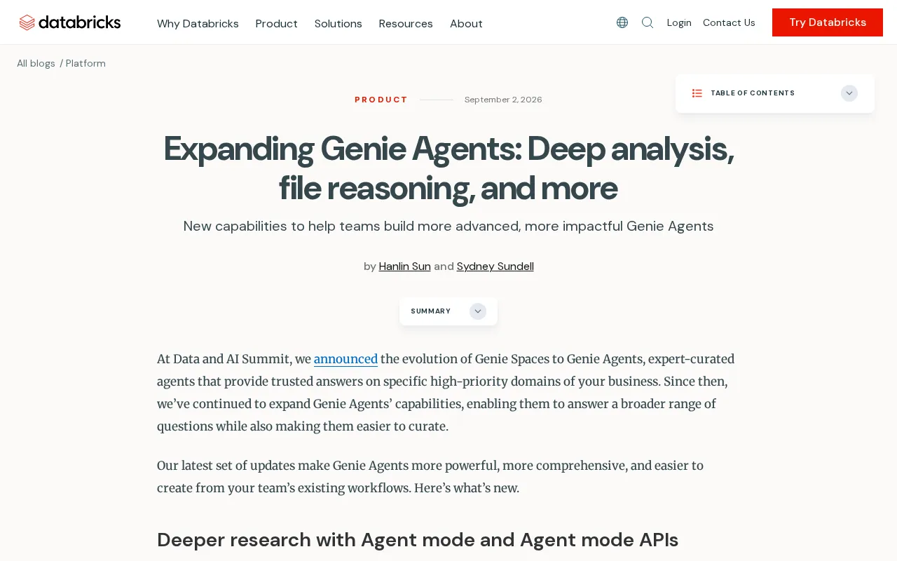 Databricks Genie Agents In-Depth Analysis: Comprehensive Upgrade of Deep Analysis and File Reasoning Capabilities