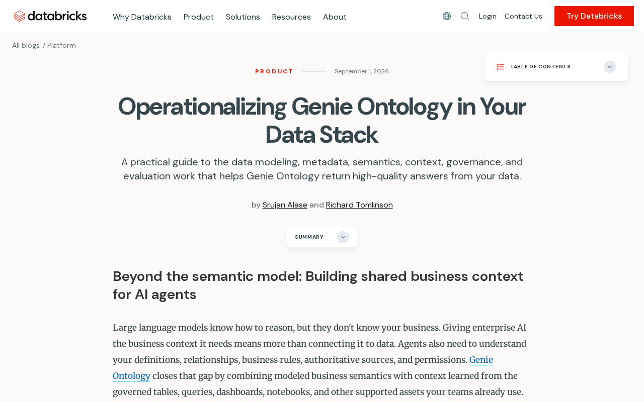 Operationalizing Genie Ontology in Your Data Stack