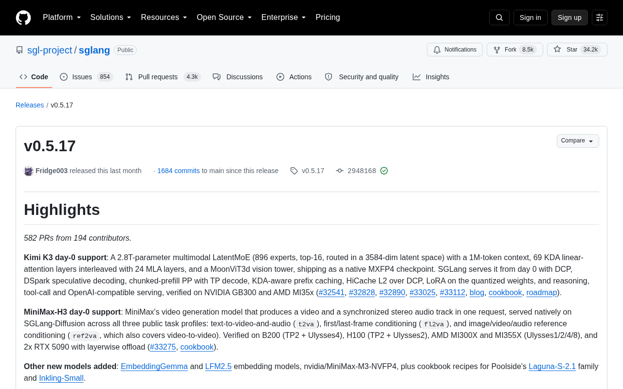 SGLang v0.5.17深度解析:Kimi K3零日支持、Rust前端与5倍加载加速