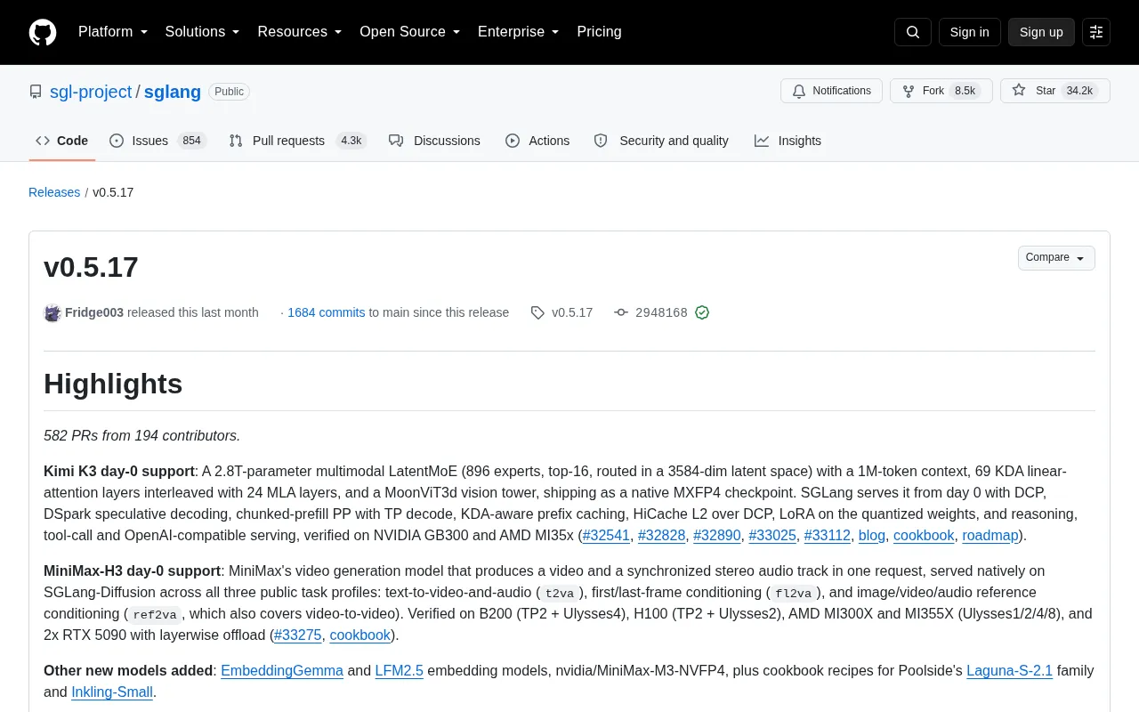 SGLang v0.5.17 Deep Dive: Kimi K3 Day-0 Support, Rust Frontend, and 5x Faster Model Loading