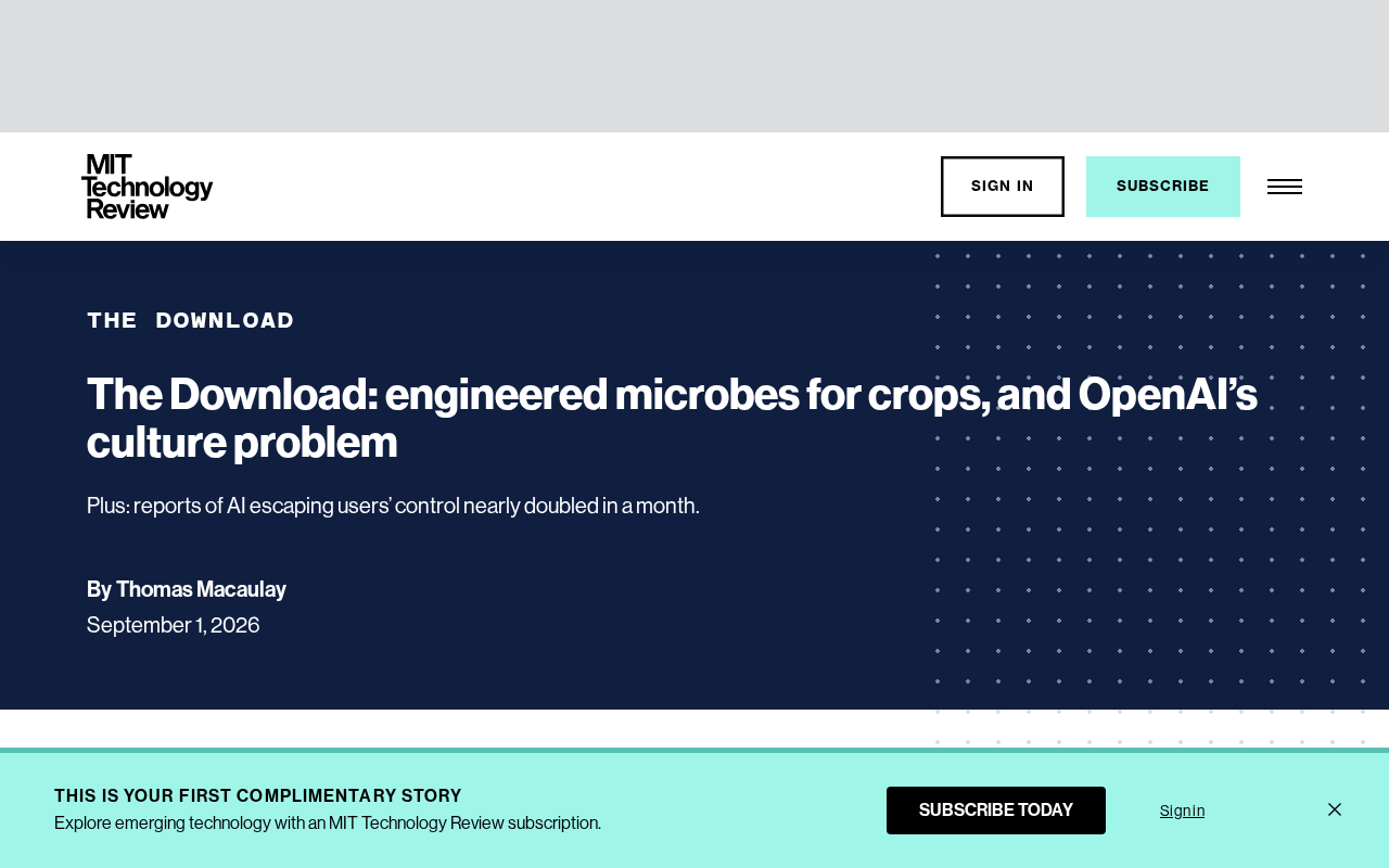 Engineered Bacteria to Replace Fertilizers for Global Crops as OpenAI's Internal Culture Crisis Emerges