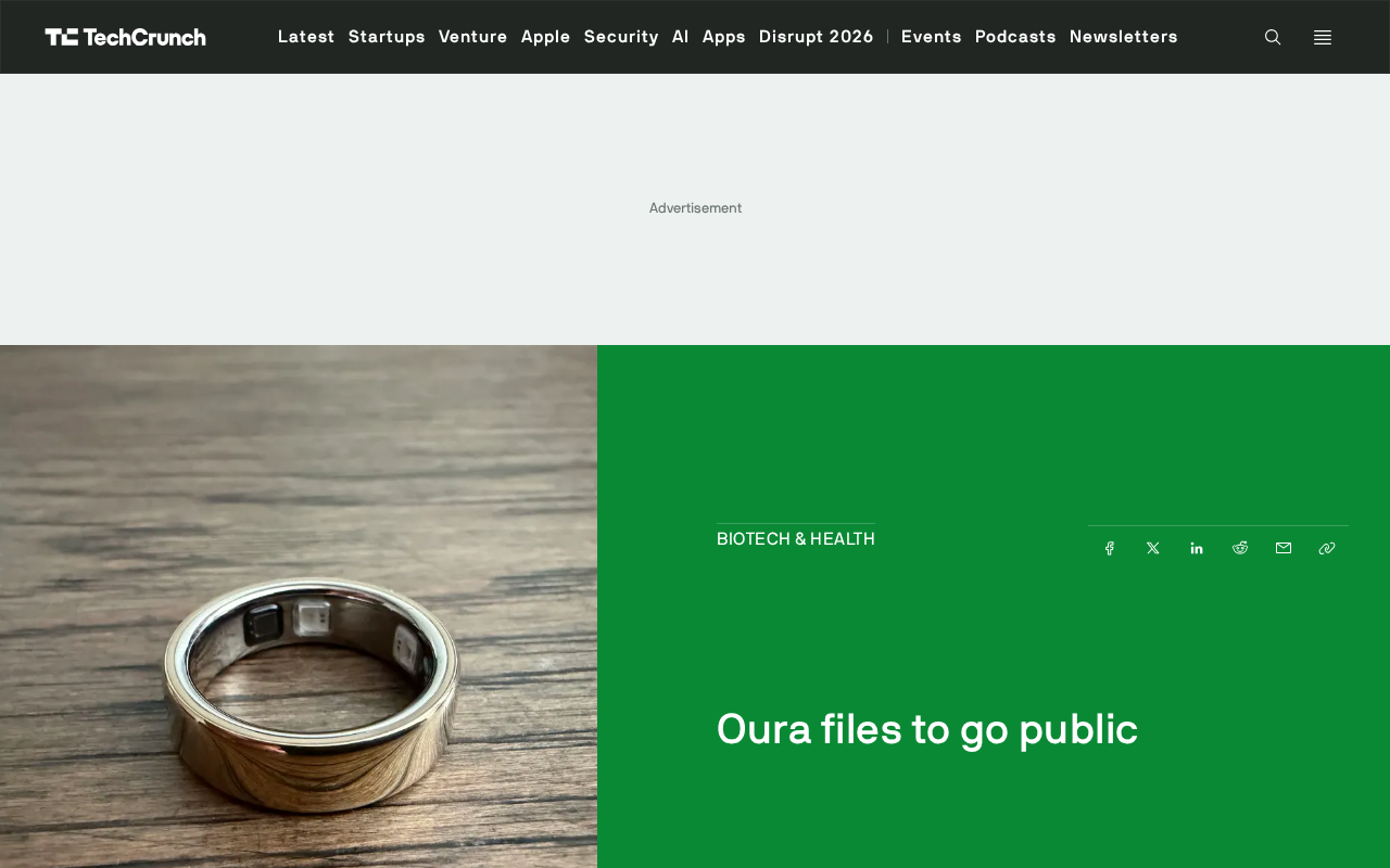 Oura files to go public
