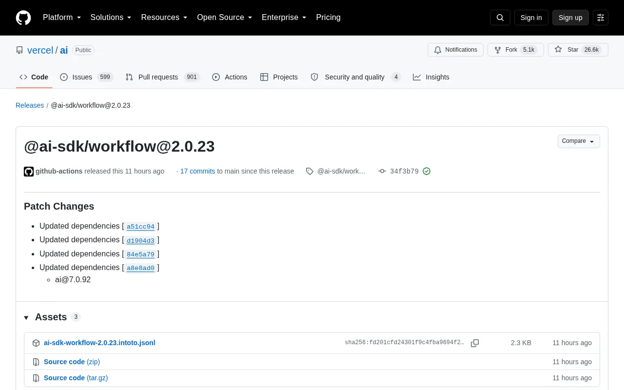 Vercel AI SDK Workflow 2.0.23 Update Breakdown and Upgrade Recommendations