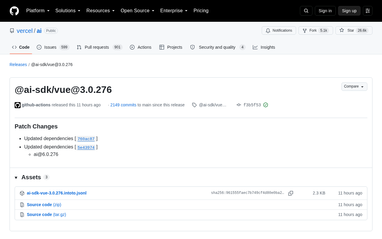 Vercel AI SDK Vue 3.0.276 Update Analysis: Dependency Sync and Practical Recommendations