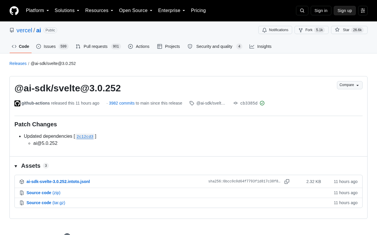 Vercel AI SDK Svelte 适配包 3.0.252 更新解析与开发指南