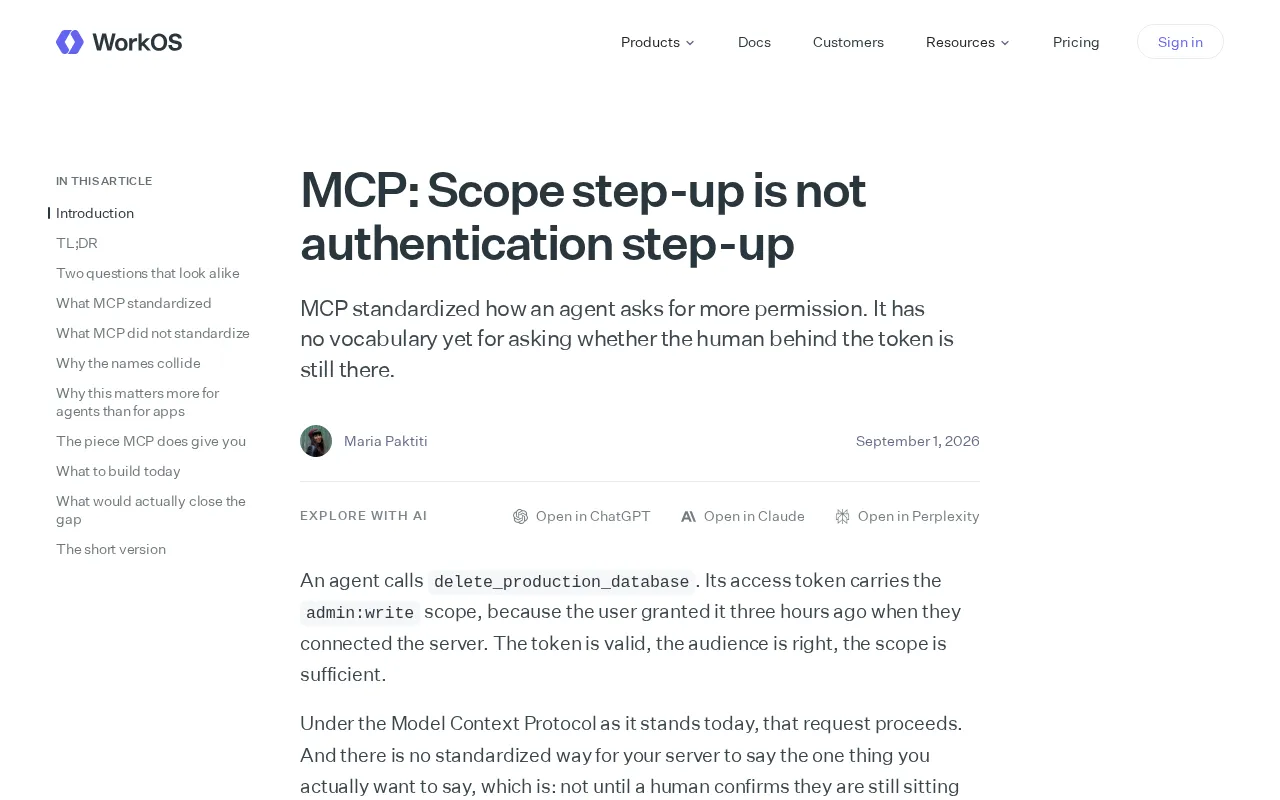The MCP Privilege Escalation Blind Spot: Authorization Is Not Authentication