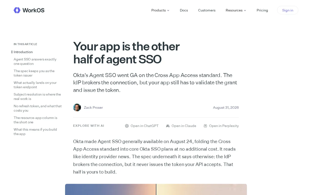 Agent SSO in Practice: How Applications Complete the Other Half of Identity Authentication