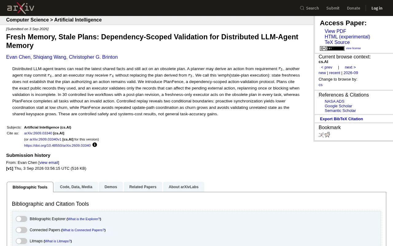 PlanFence Protocol: Solving the Stale-Plan Execution Problem in Multi-Agent Systems