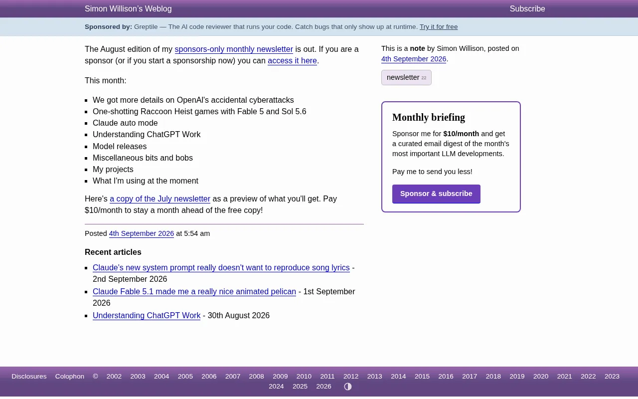 Simon Willison's August AI Newsletter: Five Key Highlights