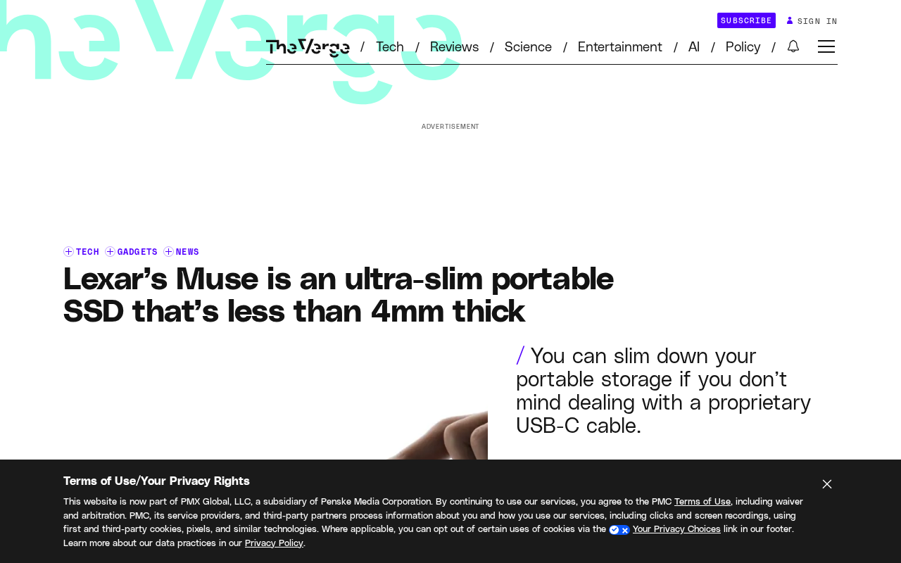 rss source: Lexar’s Muse is an ultra-slim portable SSD that’s less than 4mm thick