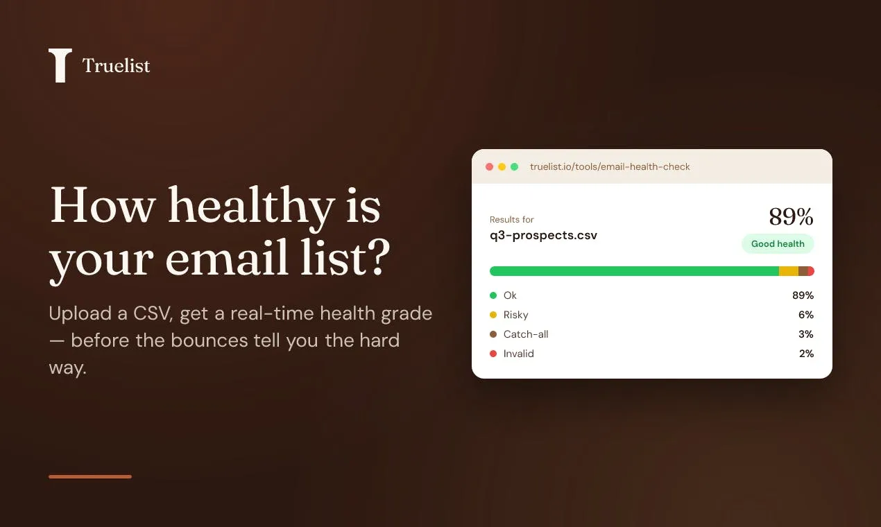 Email Health Check by Truelist product screenshot
