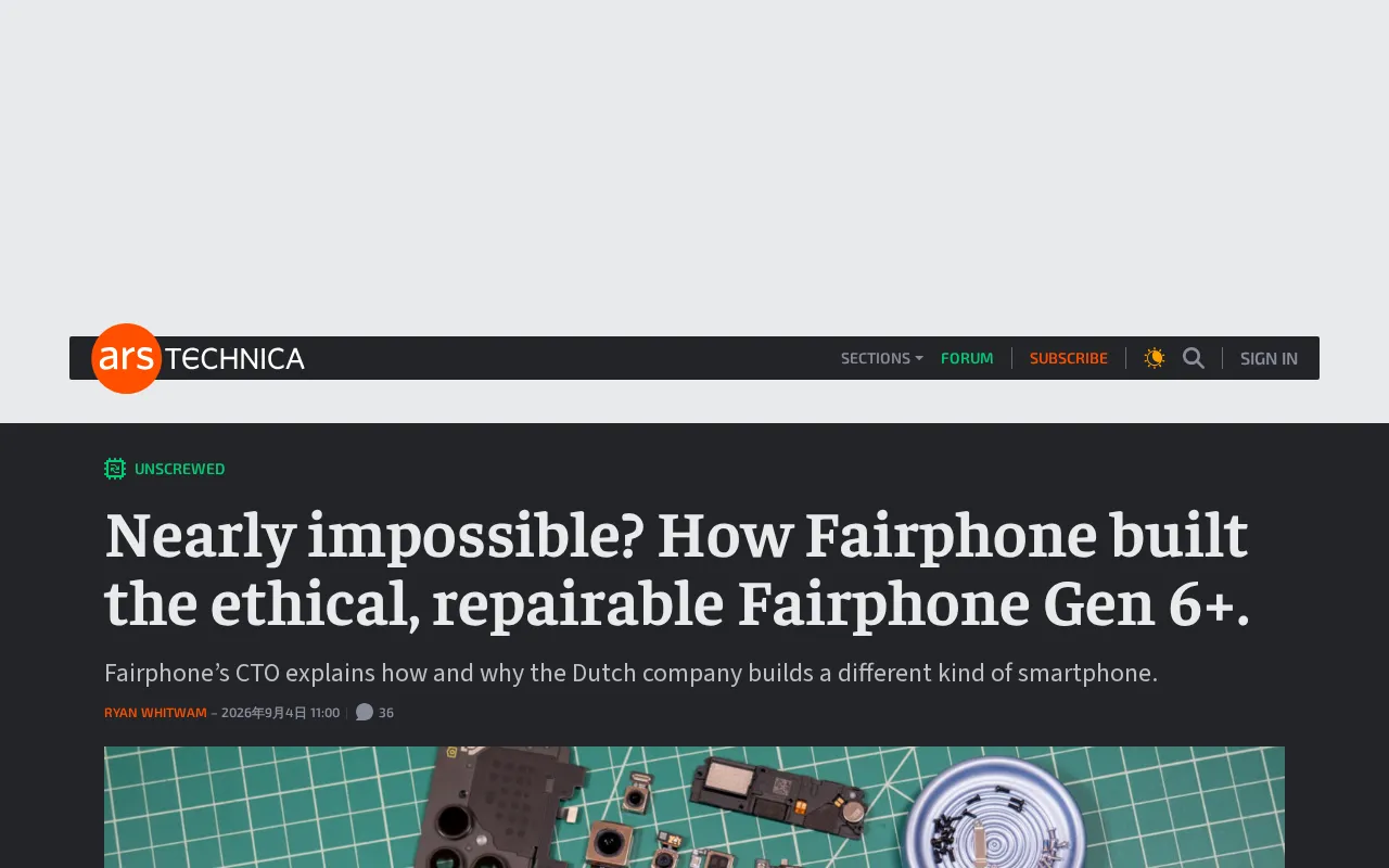hackernews source: Nearly impossible? How Fairphone built the ethical, repairable Fairphone Gen 6+