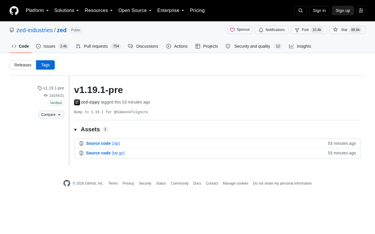 Zed v1.19.1-pre 发布信息