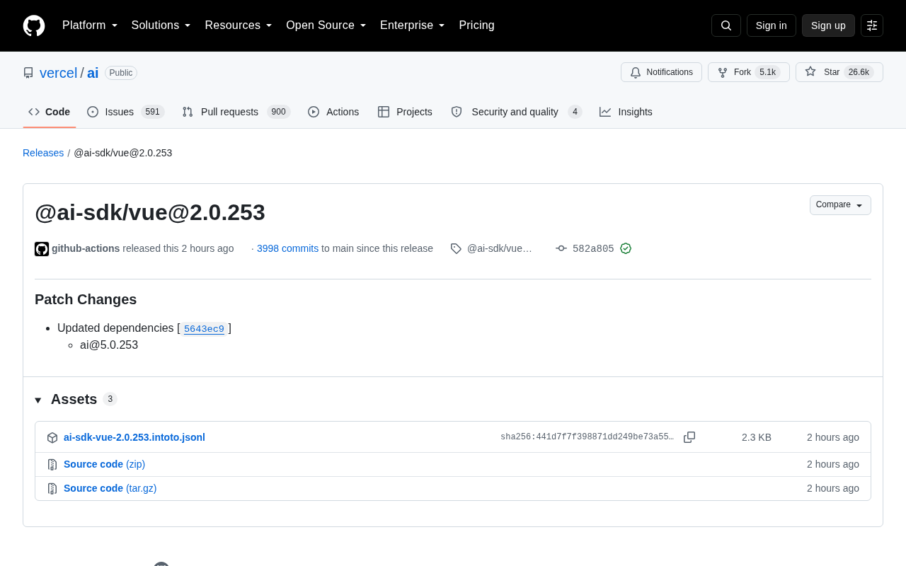 Vercel AI SDK Vue 2.0.253 Update Analysis: Multi-Framework Adaptation Strategy and Development Practices