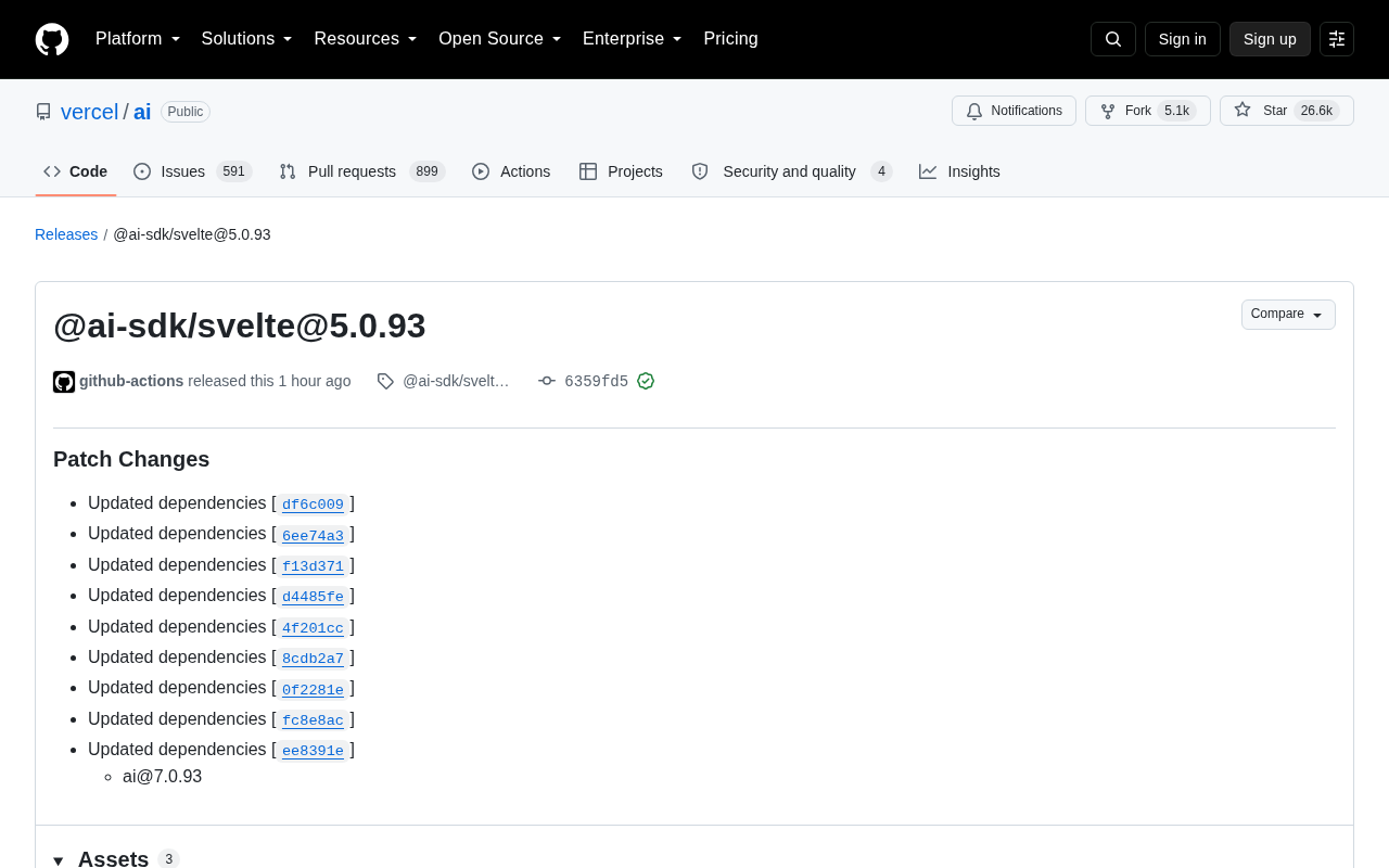 Vercel AI SDK Svelte 5.0.93 版本更新深度解析