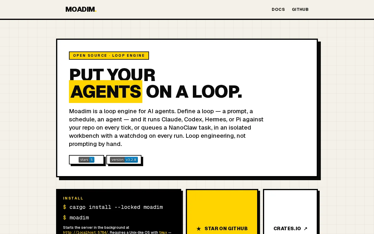 Moadim.io: A Purpose-Built Scheduler for AI Agents, Solving the Challenge of Timed Agent Execution