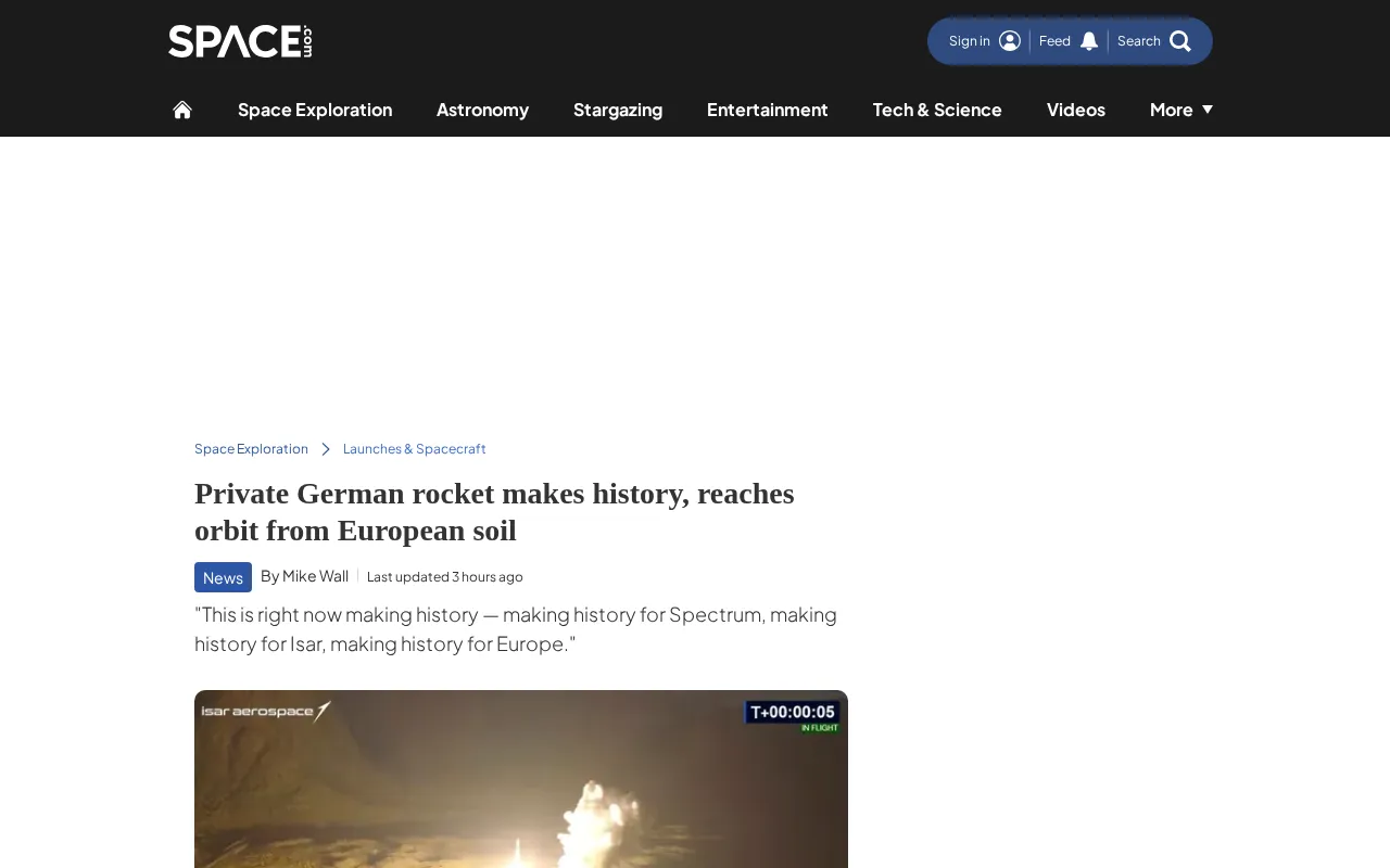 German Isar Aerospace Spectrum rocket successfully reaches orbit from European soil