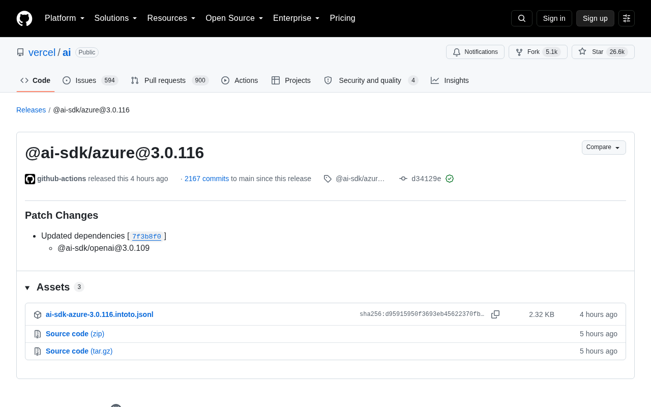 AI SDK Azure 3.0.116 更新解析:依赖联动与版本管理实践