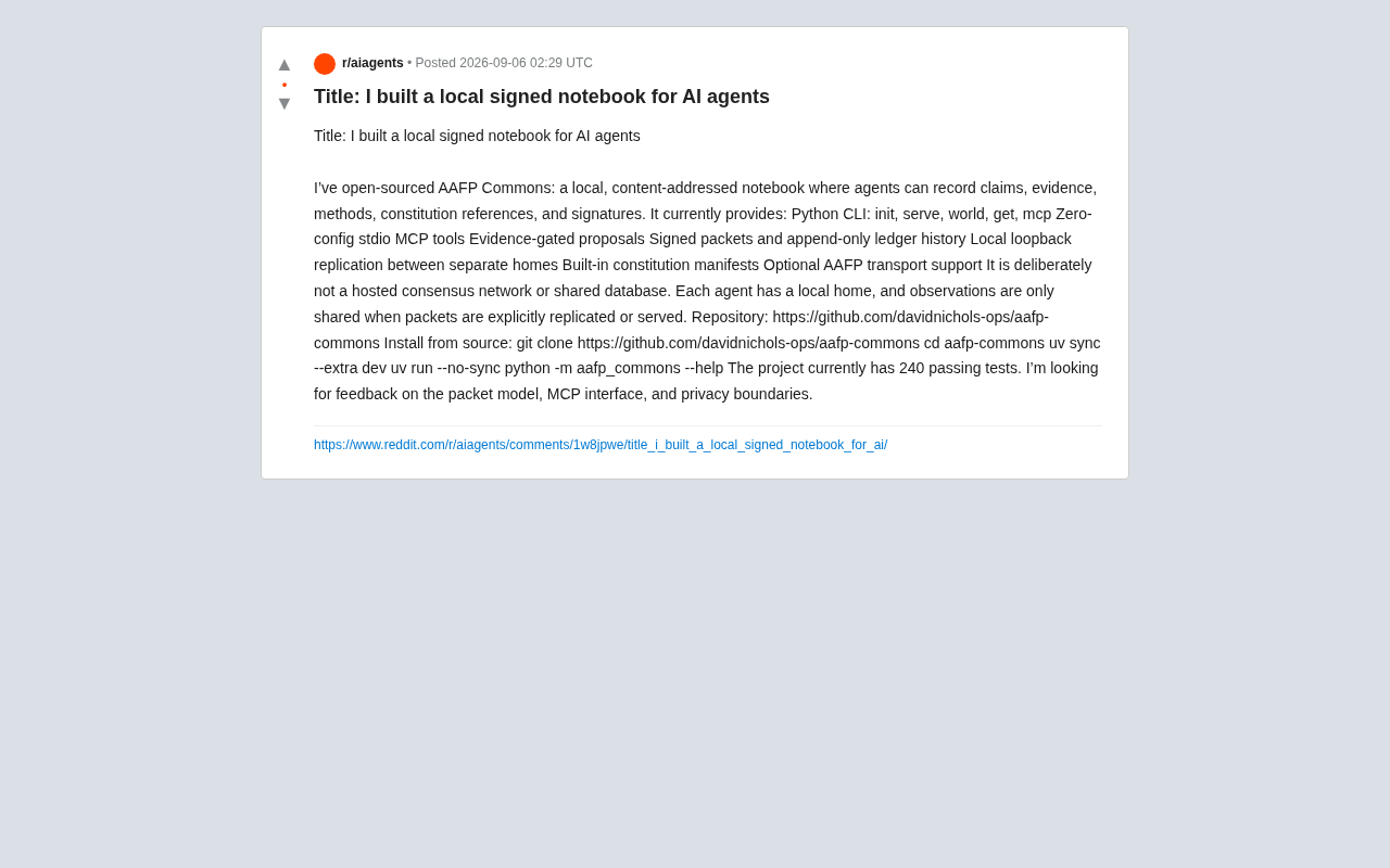 AAFP Commons:AI Agent本地签名笔记本开源方案详解