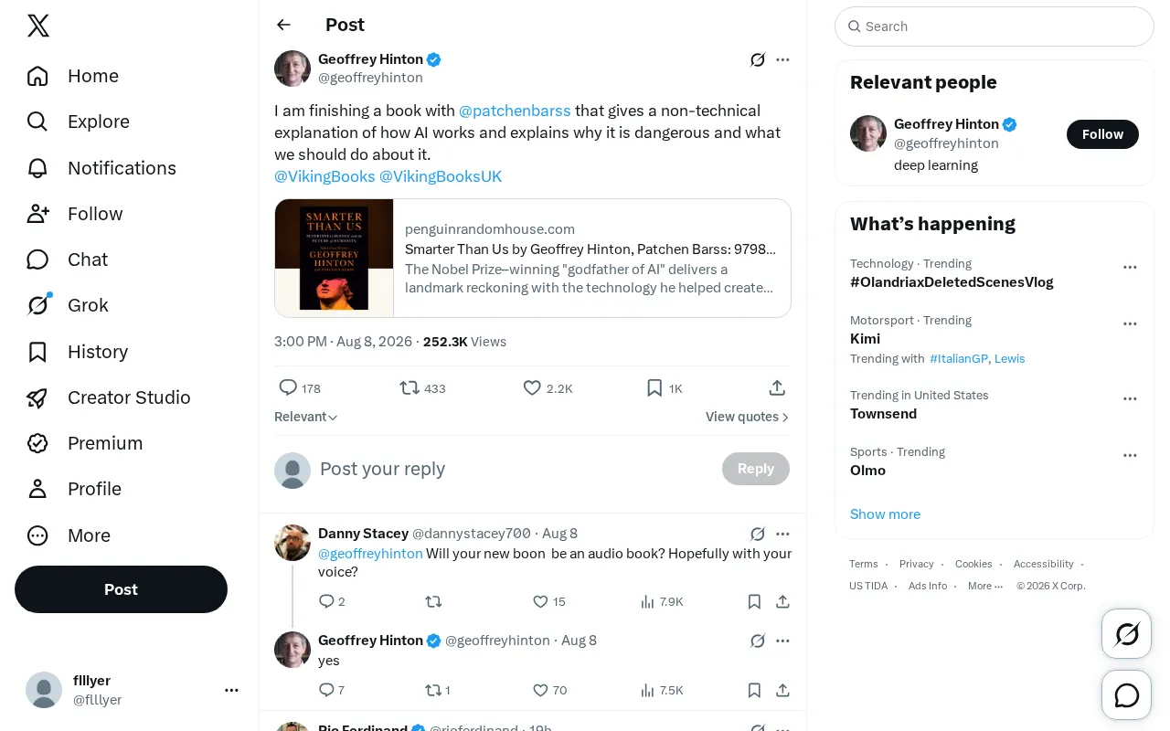 Hinton's Upcoming Book: Explaining AI Risks in Plain Language